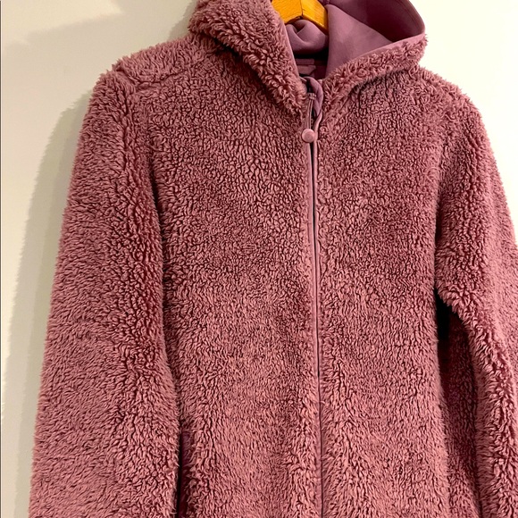 ATHLETA Girls 16 XXL So Snug Sherpa Jacket Teddy Cozy Hooded Full Zip Purple - Picture 2 of 7
